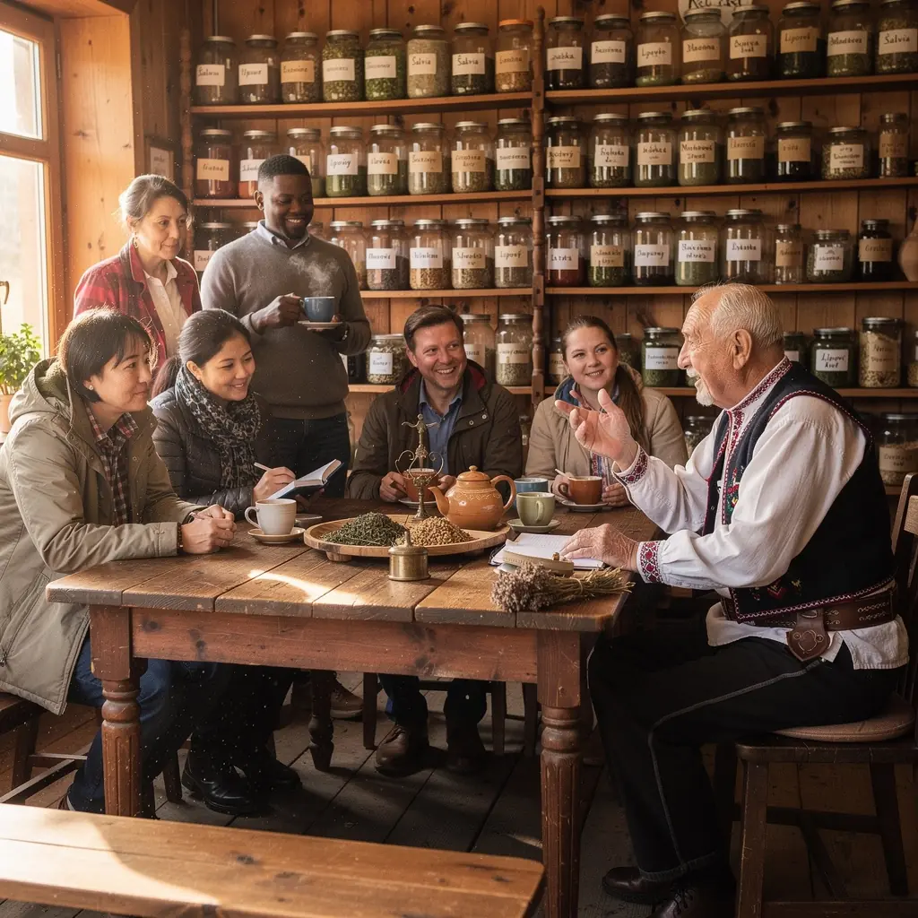 Ručne zbierané bylinky na pozadí malebnej slovenskej krajiny.
