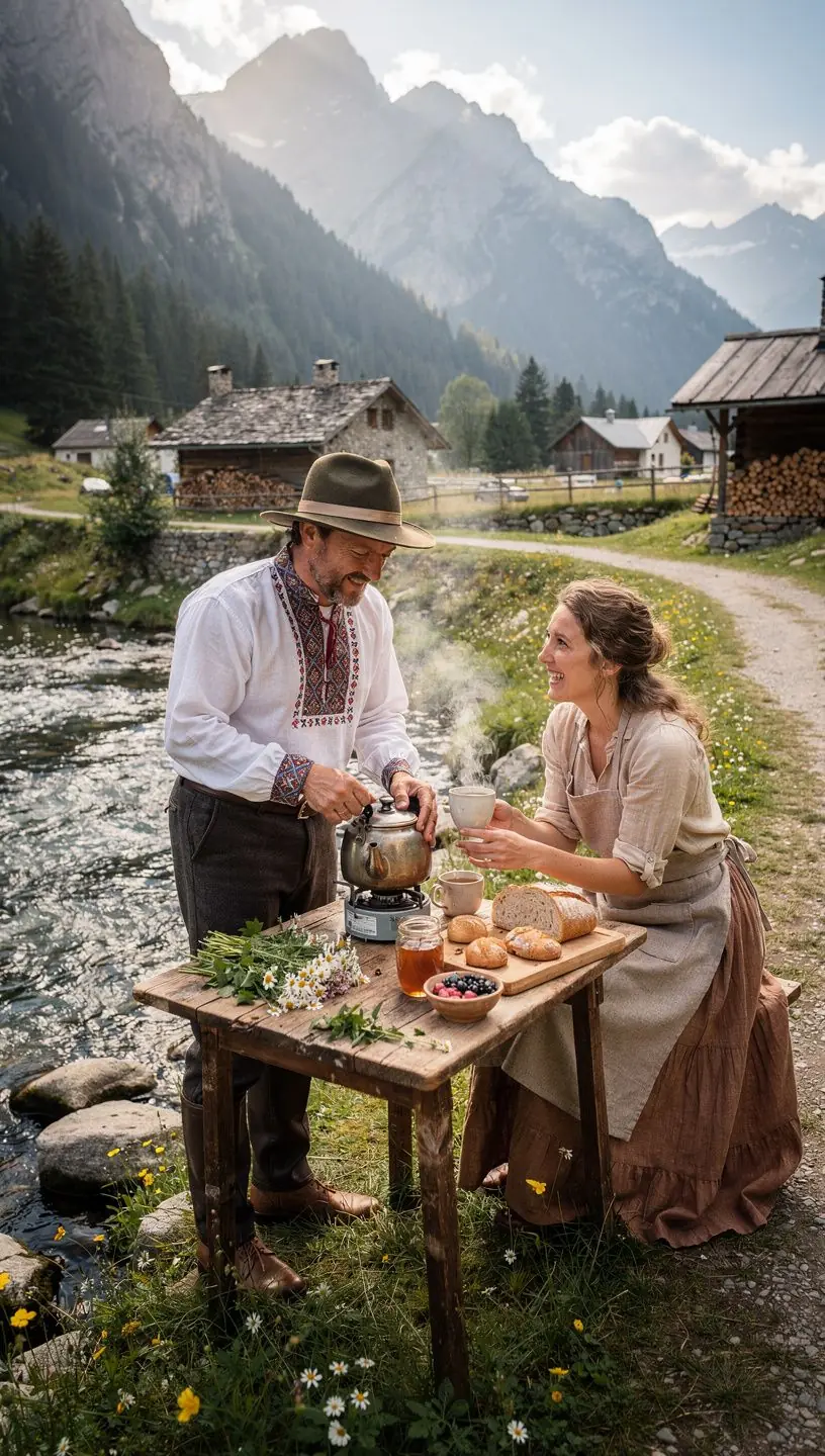 Ručne zbierané bylinky v košíku, pripravené na výrobu tradičného slovenského čaju.